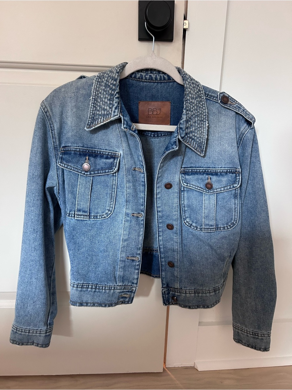 BBJ Women's Light Blue Denim Jacket with Chest Pockets